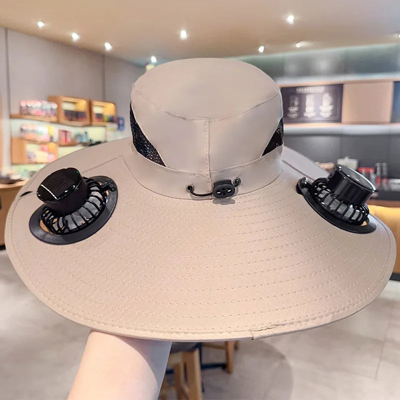 Sport Sunwear Solar Cooling Fan Hat – USB Rechargeable UV Sun Protection for Fishing, Hiking & Outdoor Adventures