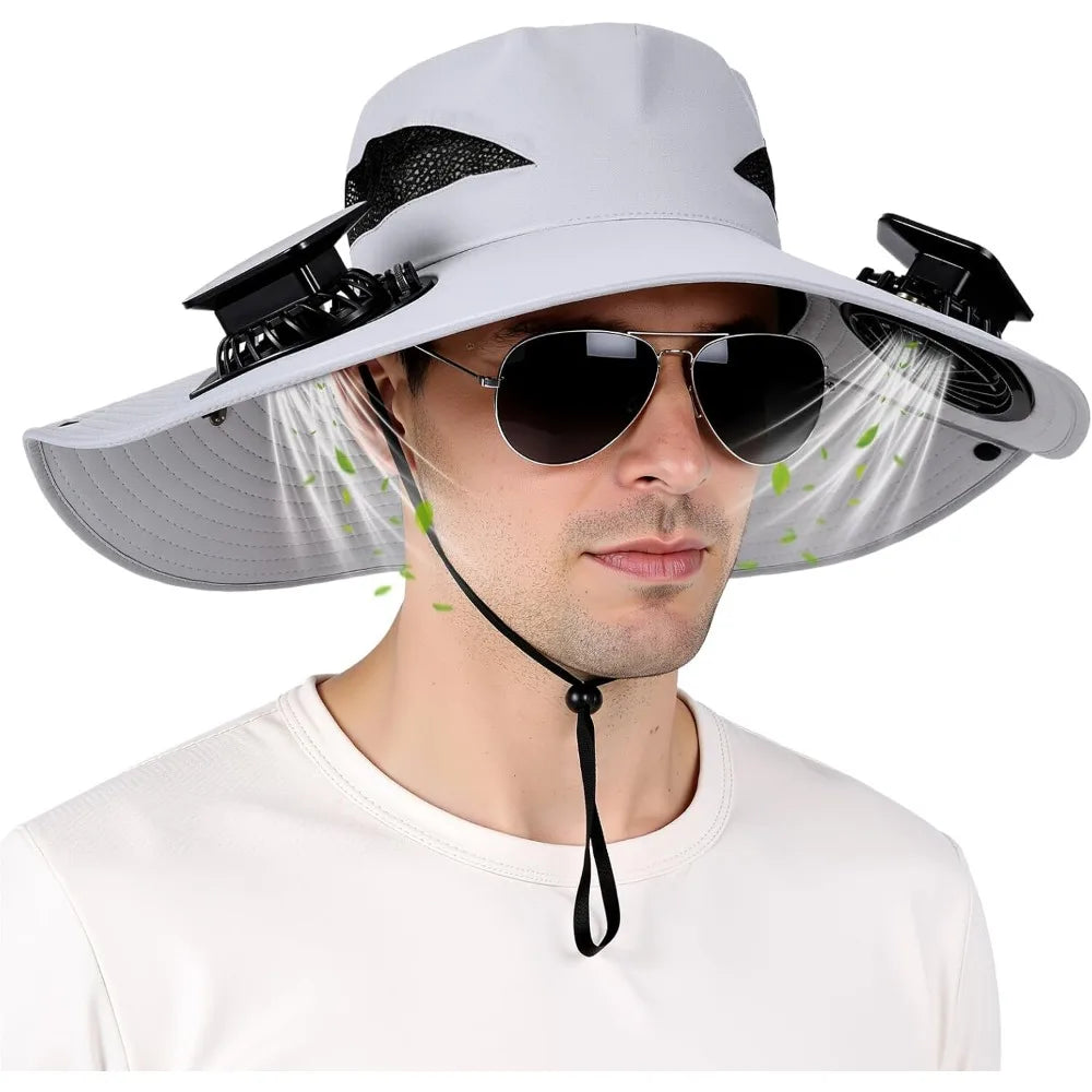 Sport Sunwear Solar Cooling Fan Hat – USB Rechargeable UV Sun Protection for Fishing, Hiking & Outdoor Adventures