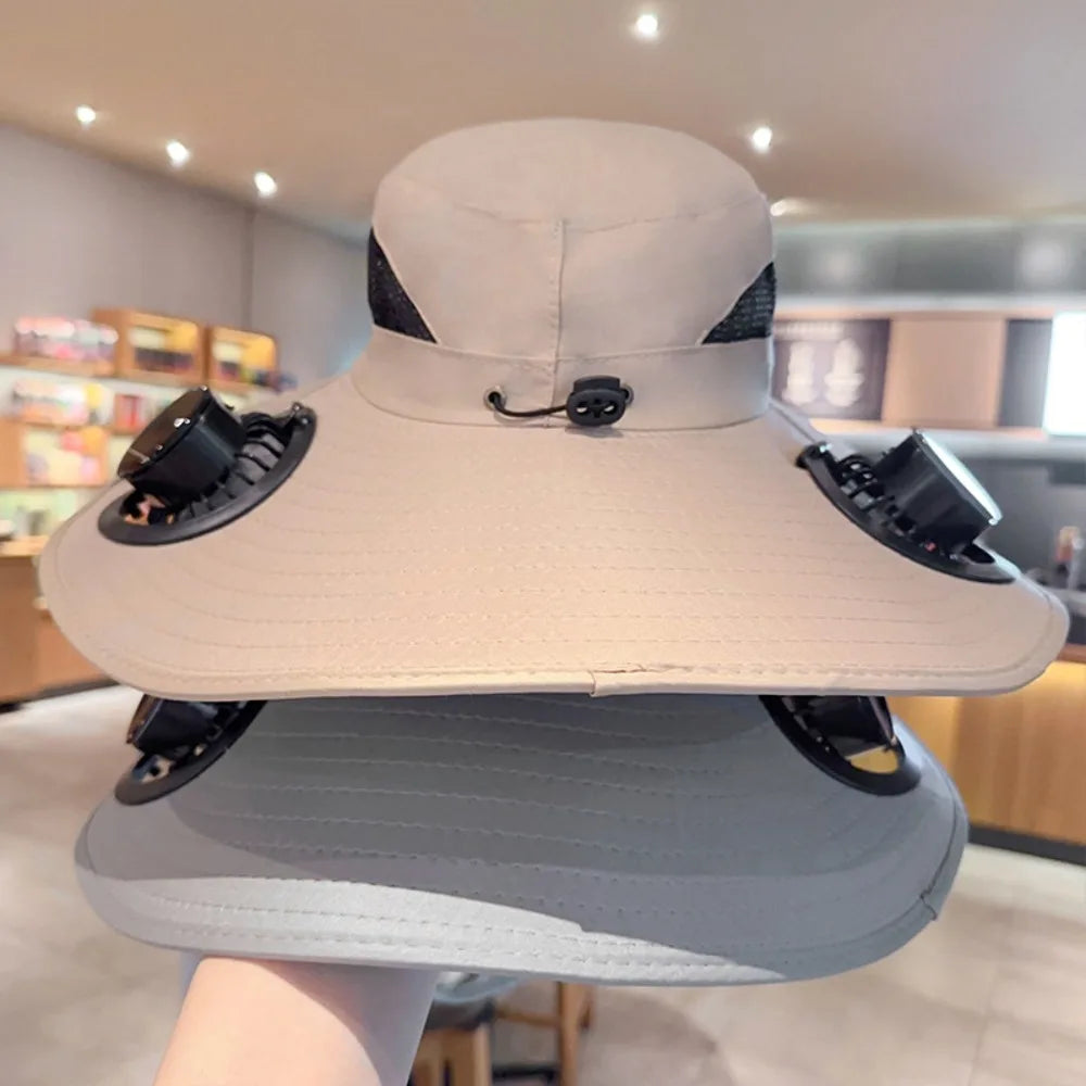 Sport Sunwear Solar Cooling Fan Hat – USB Rechargeable UV Sun Protection for Fishing, Hiking & Outdoor Adventures
