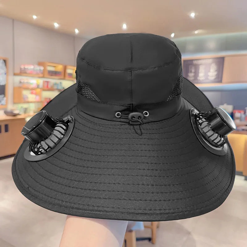 Sport Sunwear Solar Cooling Fan Hat – USB Rechargeable UV Sun Protection for Fishing, Hiking & Outdoor Adventures