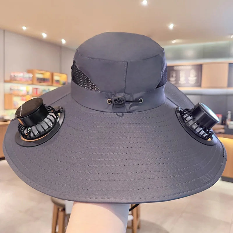 Sport Sunwear Solar Cooling Fan Hat – USB Rechargeable UV Sun Protection for Fishing, Hiking & Outdoor Adventures