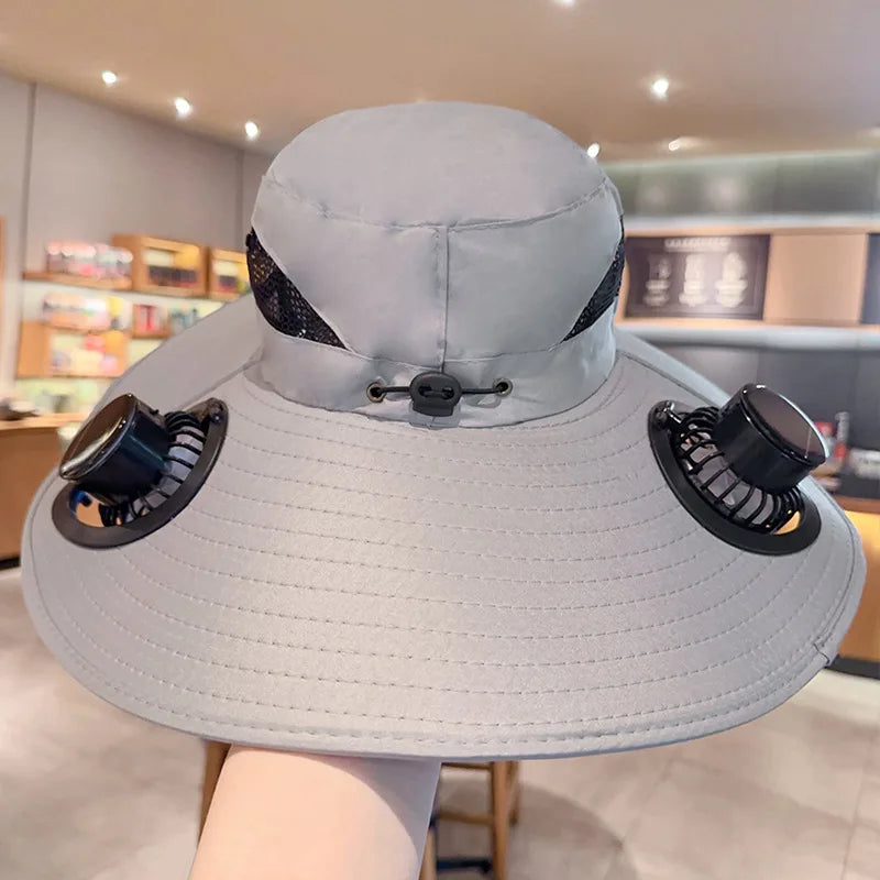 Sport Sunwear Solar Cooling Fan Hat – USB Rechargeable UV Sun Protection for Fishing, Hiking & Outdoor Adventures