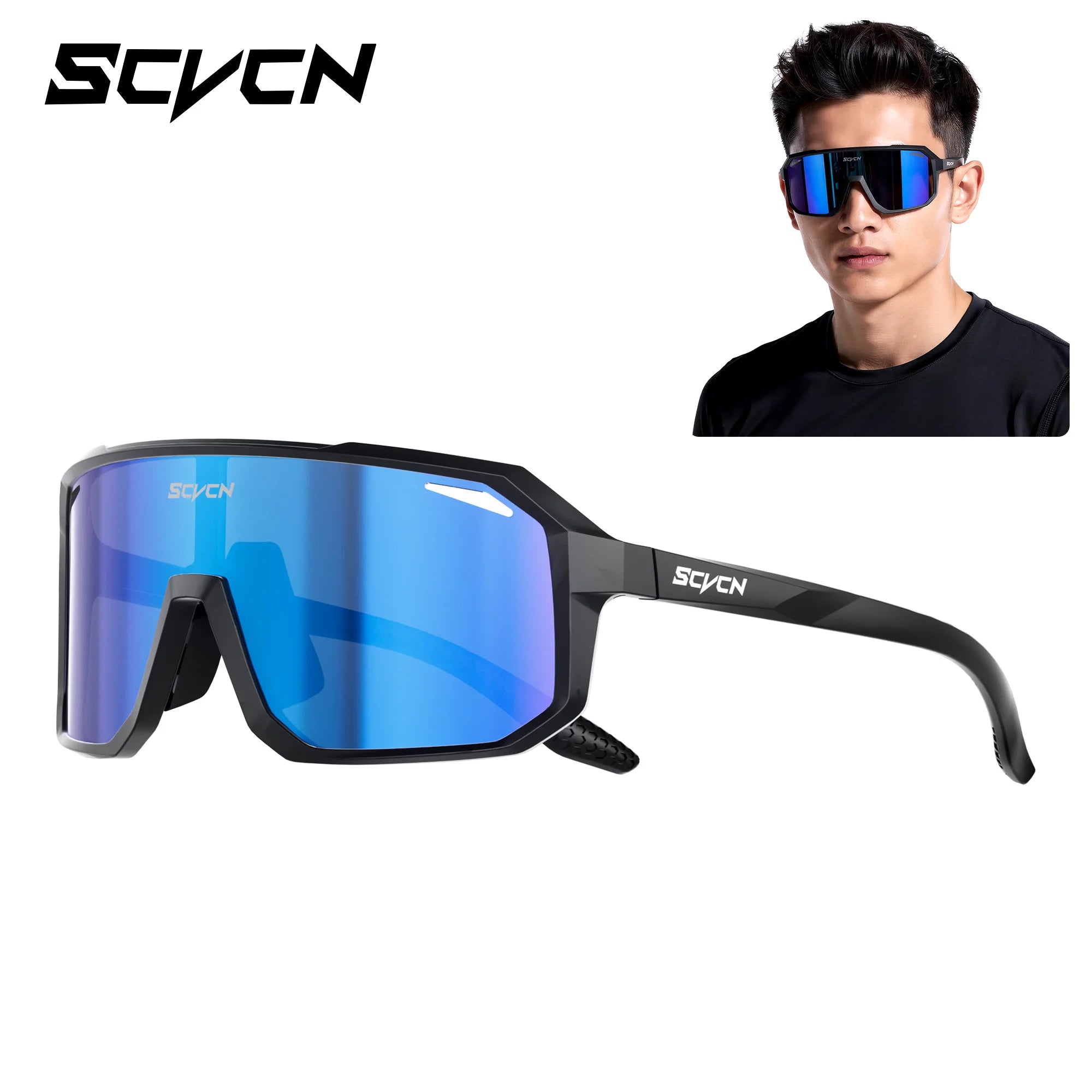 SCVCN New Photochromic Sunglasses Outdoor Bike Cycling Glasses Men Women MTB Road Bicycle Sports Mountaineering UV400 Goggles - Color: Charm Ocean Blue-02, Lenses Color: sports glasses