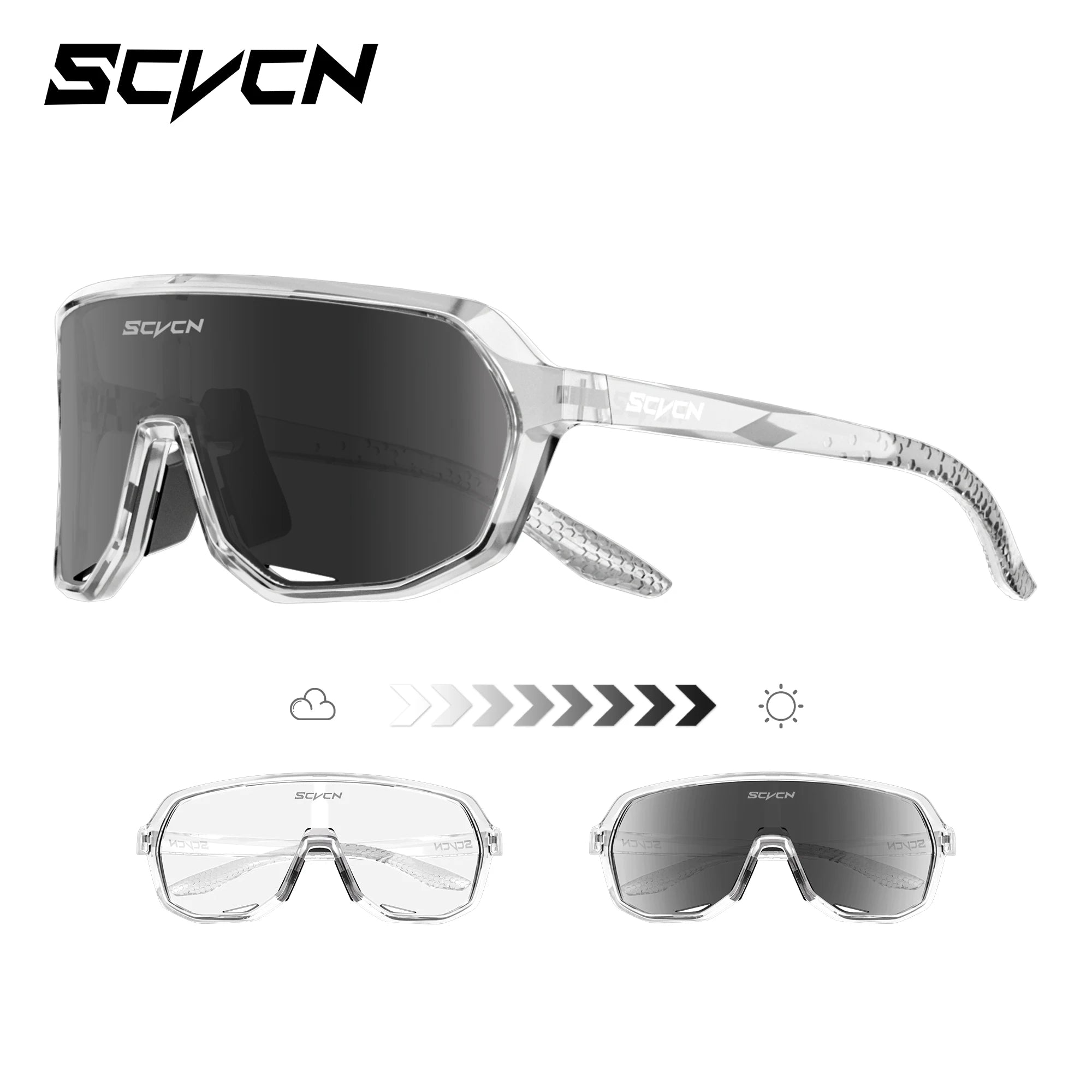 SCVCN New Photochromic Sunglasses Outdoor Bike Cycling Glasses Men Women MTB Road Bicycle Sports Mountaineering UV400 Goggles - Color: Photochromic black31 (350852_29), Lenses Color: sports glasses (350852_29)