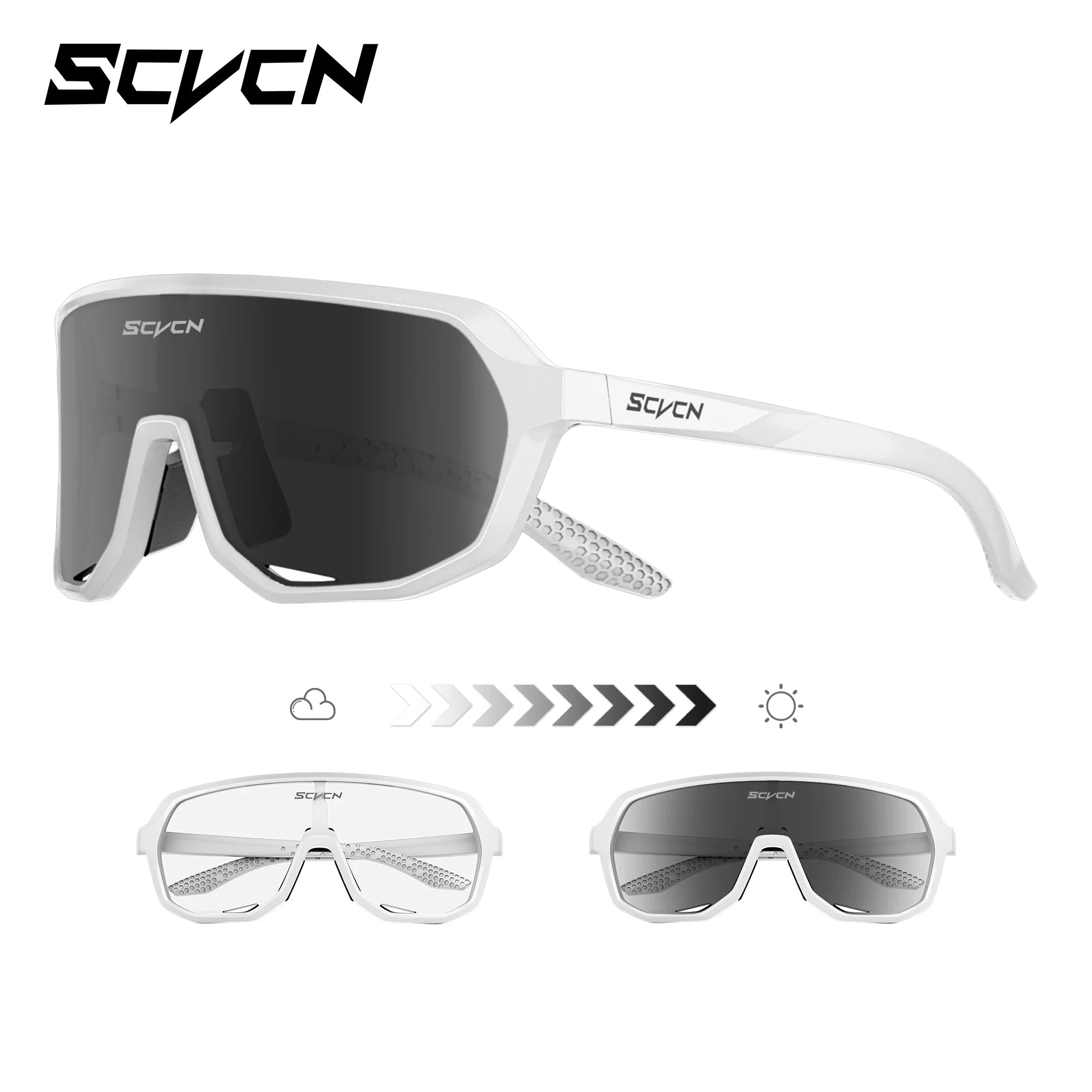SCVCN New Photochromic Sunglasses Outdoor Bike Cycling Glasses Men Women MTB Road Bicycle Sports Mountaineering UV400 Goggles - Color: Photochromic black08 (1052_29), Lenses Color: sports glasses (1052_29)