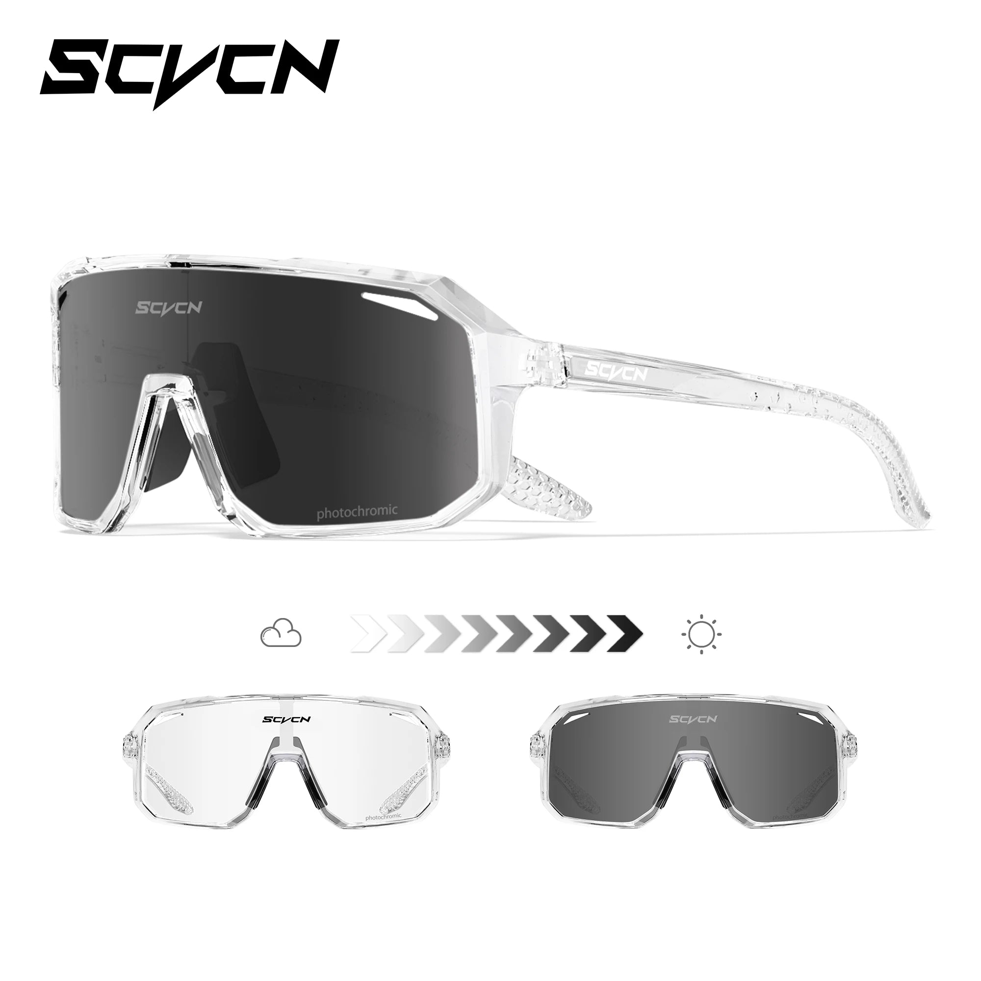 SCVCN New Photochromic Sunglasses Outdoor Bike Cycling Glasses Men Women MTB Road Bicycle Sports Mountaineering UV400 Goggles - Color: Photochromic black31 (691_29), Lenses Color: sports glasses (691_29)