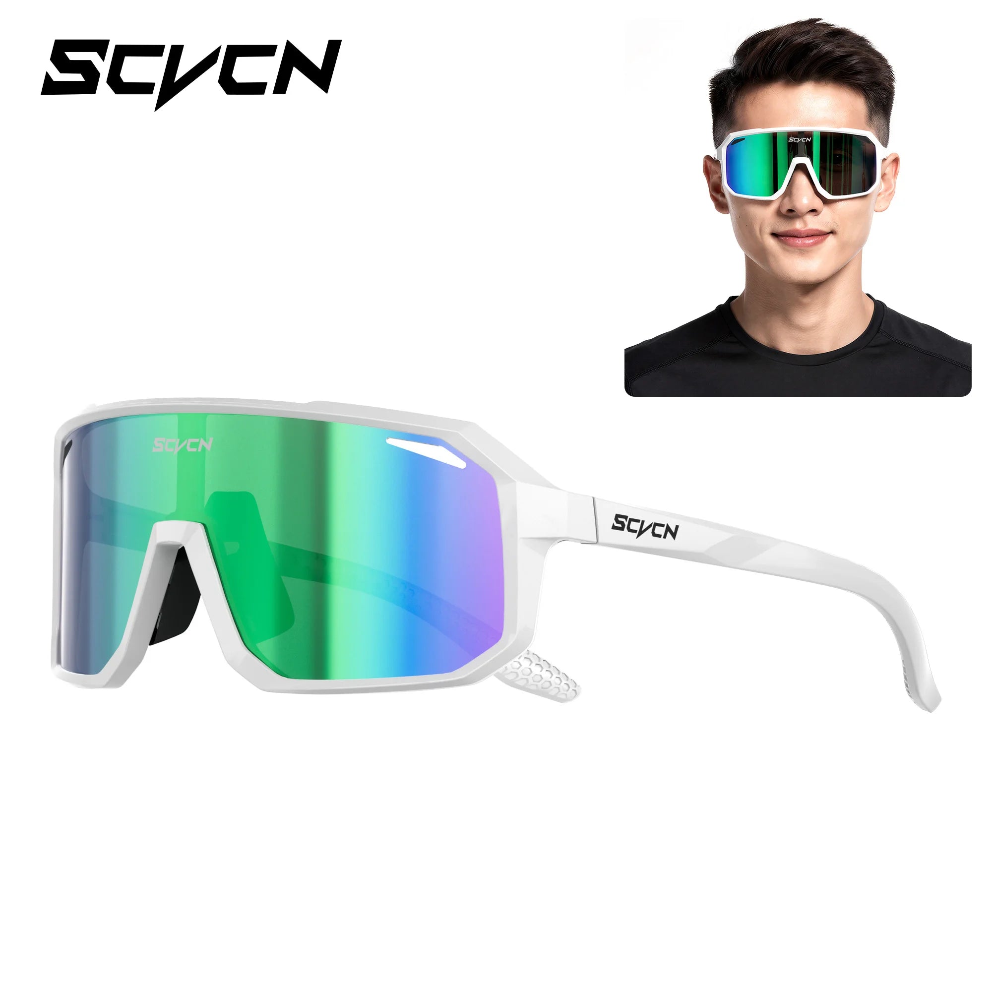 SCVCN New Photochromic Sunglasses Outdoor Bike Cycling Glasses Men Women MTB Road Bicycle Sports Mountaineering UV400 Goggles - Color: Wonderland Green-07, Lenses Color: sports glasses