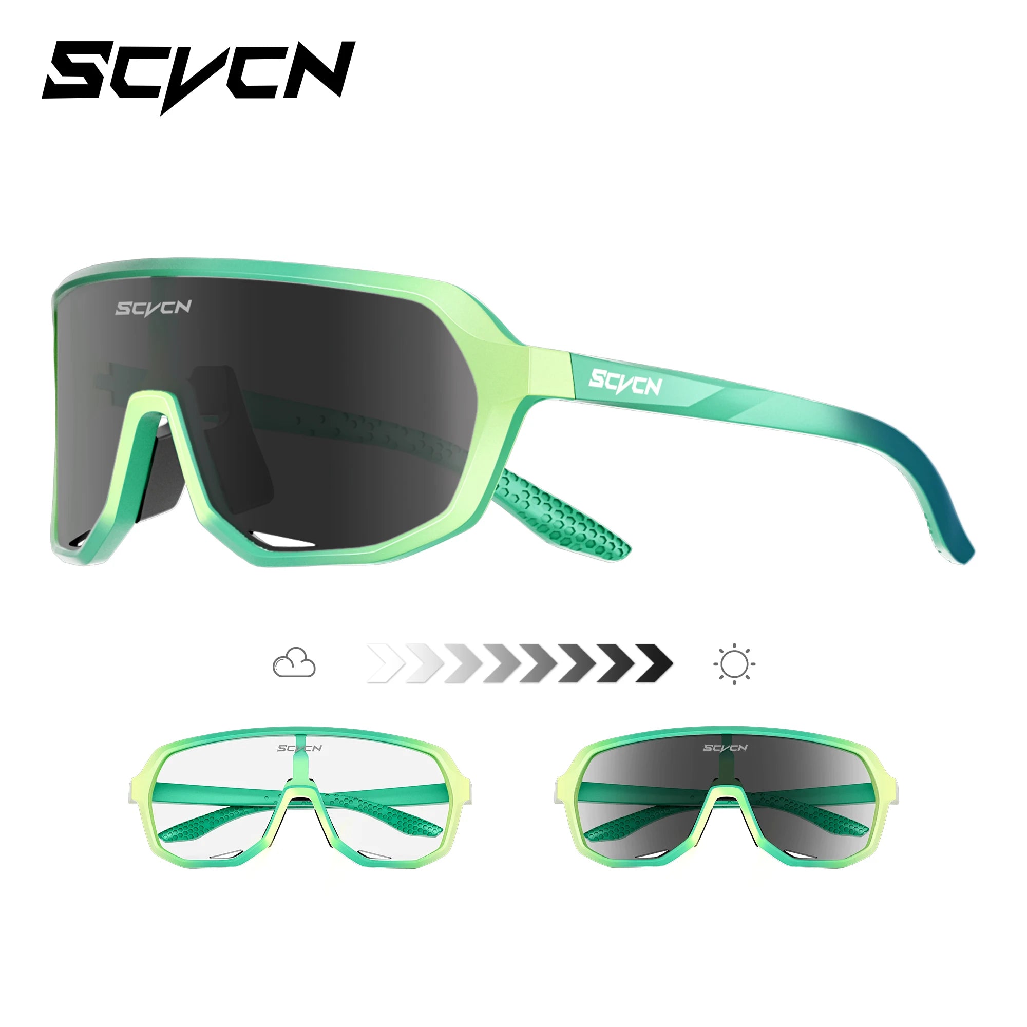 SCVCN New Photochromic Sunglasses Outdoor Bike Cycling Glasses Men Women MTB Road Bicycle Sports Mountaineering UV400 Goggles - Color: Photochromic black17, Lenses Color: sports glasses