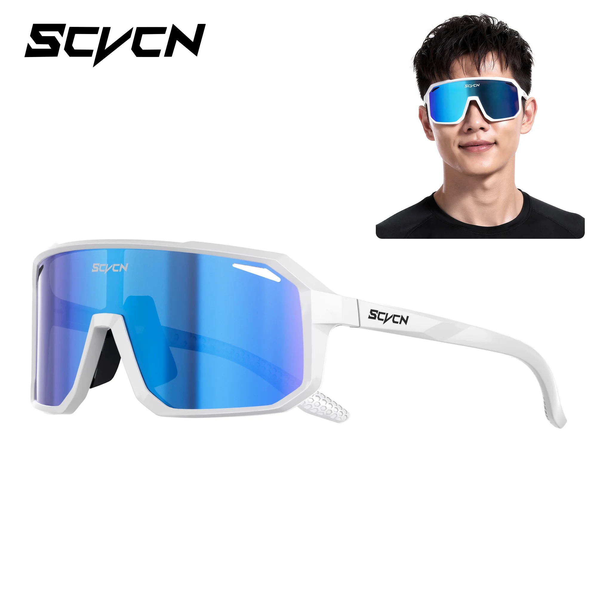 SCVCN New Photochromic Sunglasses Outdoor Bike Cycling Glasses Men Women MTB Road Bicycle Sports Mountaineering UV400 Goggles - Color: Charm Ocean Blue-06, Lenses Color: sports glasses
