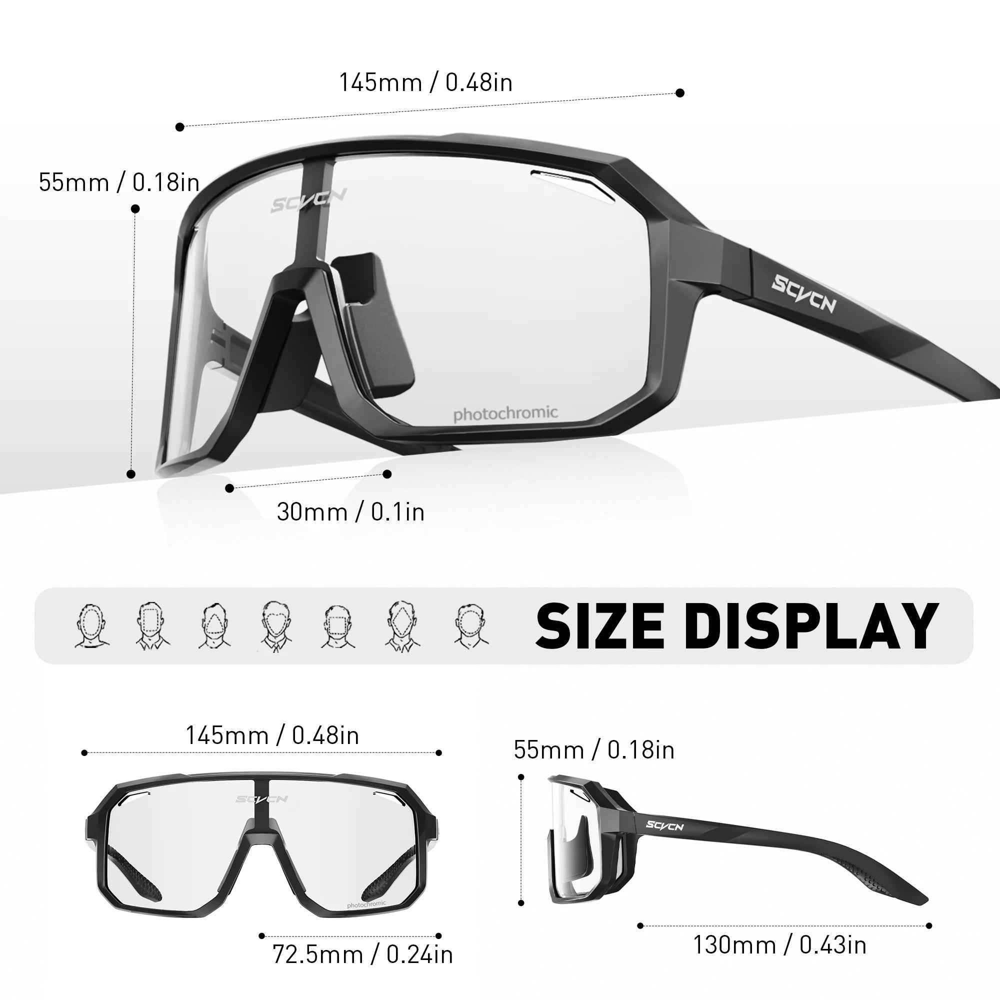SCVCN New Photochromic Sunglasses Outdoor Bike Cycling Glasses Men Women MTB Road Bicycle Sports Mountaineering UV400 Goggles