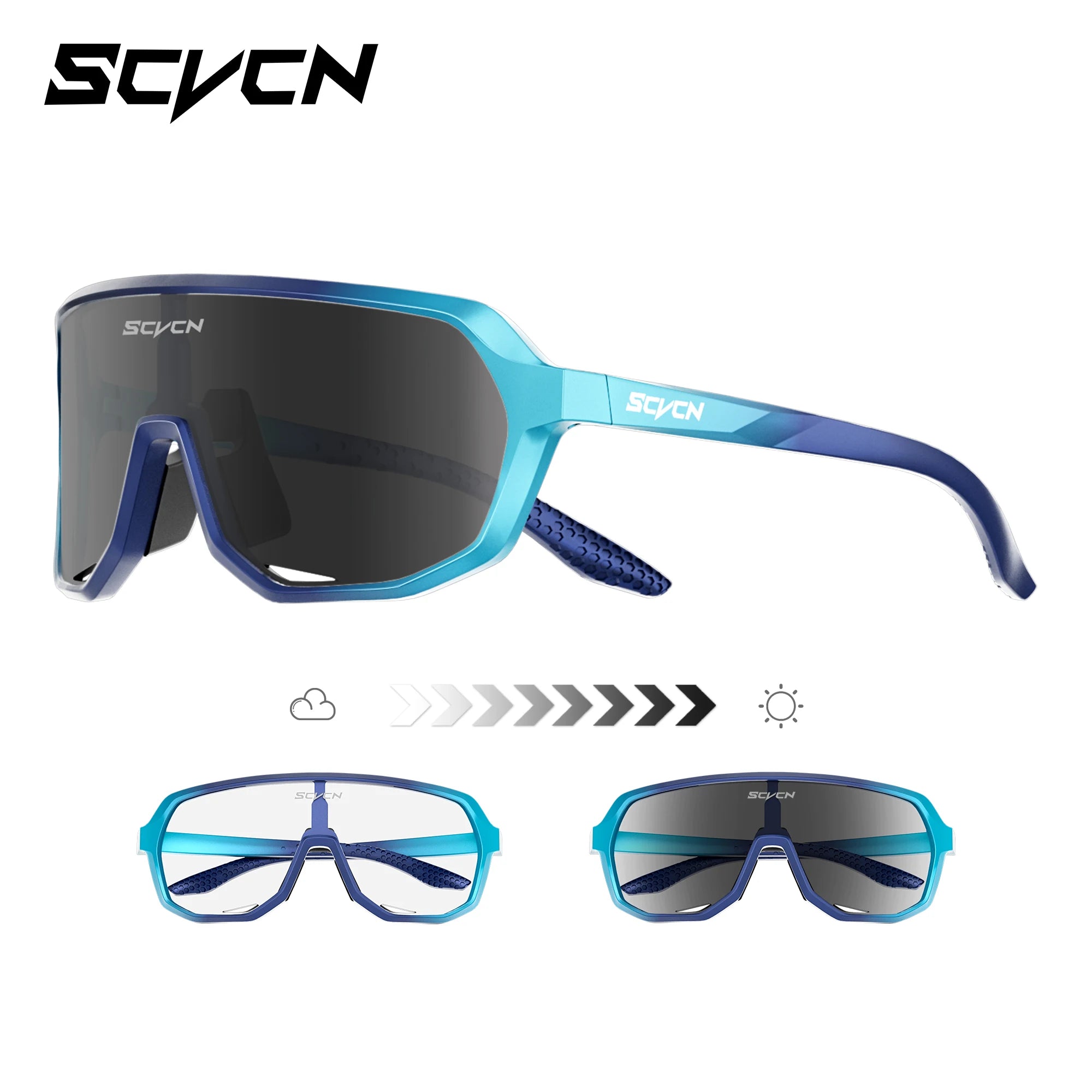 SCVCN New Photochromic Sunglasses Outdoor Bike Cycling Glasses Men Women MTB Road Bicycle Sports Mountaineering UV400 Goggles - Color: Photochromic black16, Lenses Color: sports glasses