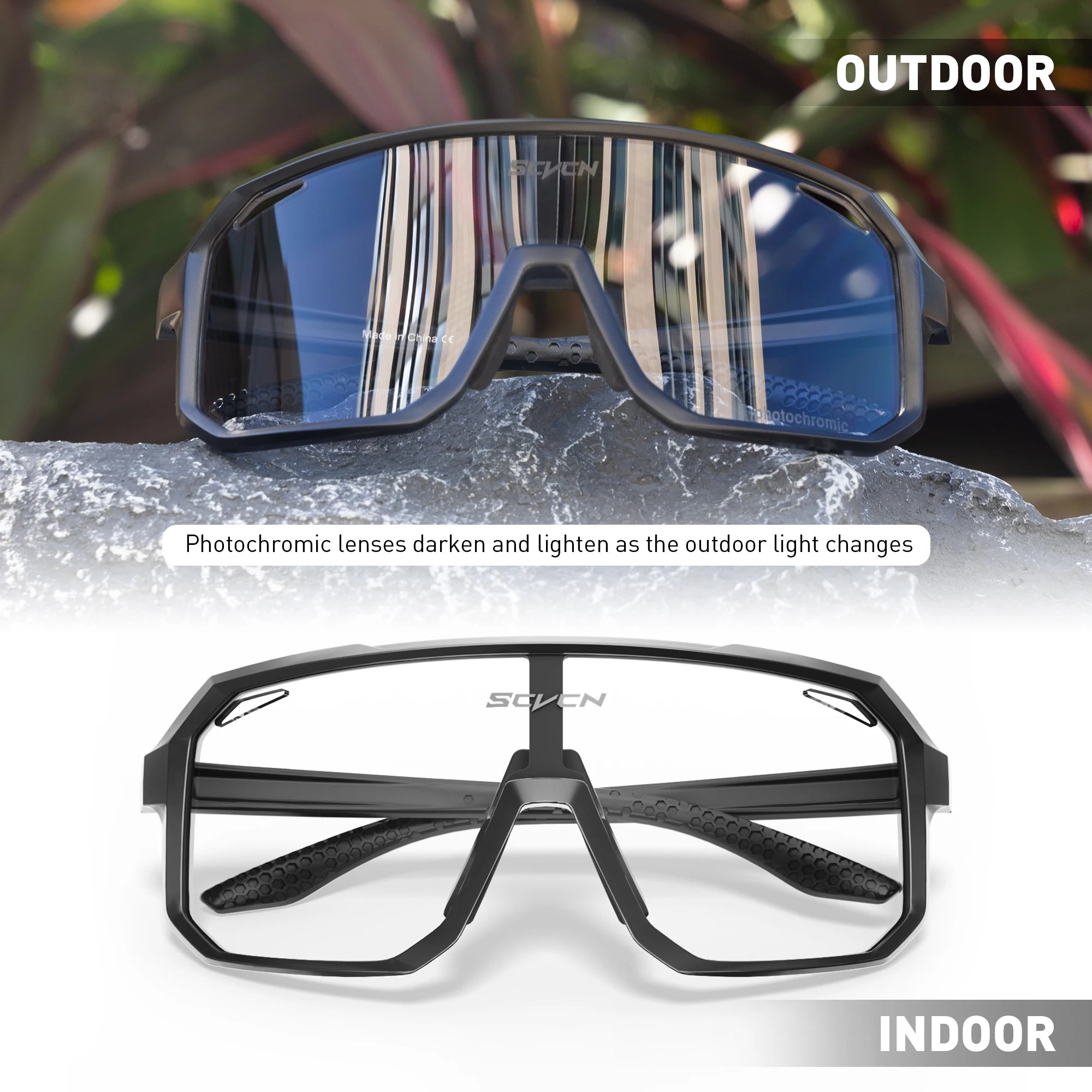 SCVCN New Photochromic Sunglasses Outdoor Bike Cycling Glasses Men Women MTB Road Bicycle Sports Mountaineering UV400 Goggles