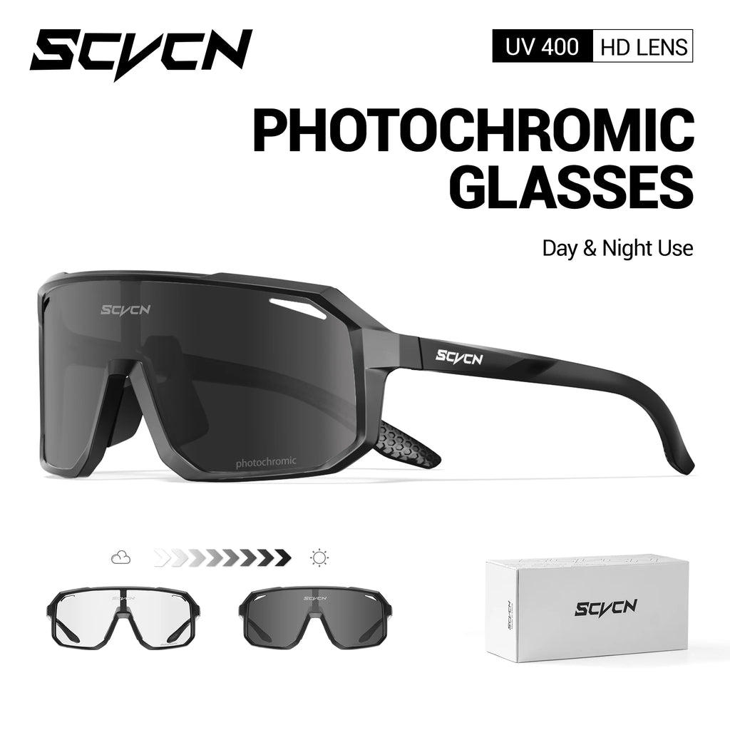 SCVCN New Photochromic Sunglasses Outdoor Bike Cycling Glasses Men Women MTB Road Bicycle Sports Mountaineering UV400 Goggles