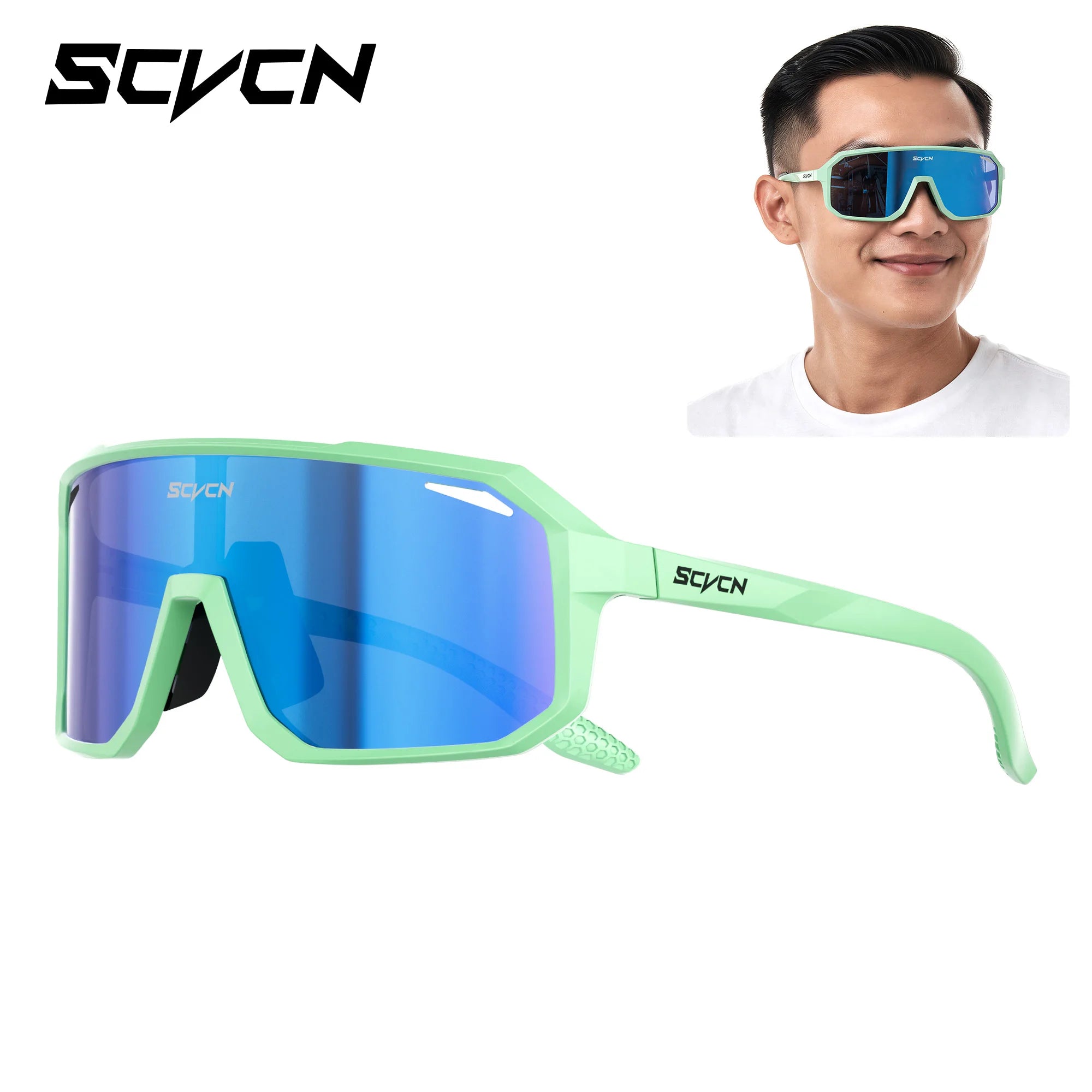 SCVCN New Photochromic Sunglasses Outdoor Bike Cycling Glasses Men Women MTB Road Bicycle Sports Mountaineering UV400 Goggles - Color: Charm Ocean Blue-38, Lenses Color: sports glasses