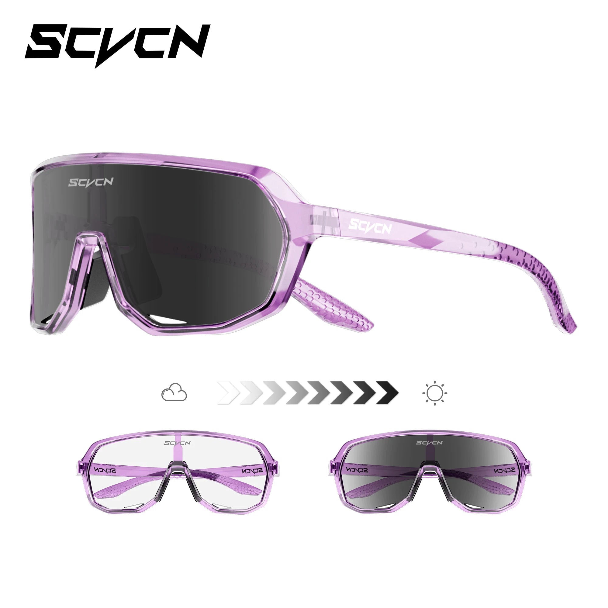 SCVCN New Photochromic Sunglasses Outdoor Bike Cycling Glasses Men Women MTB Road Bicycle Sports Mountaineering UV400 Goggles - Color: Photochromic black14, Lenses Color: sports glasses