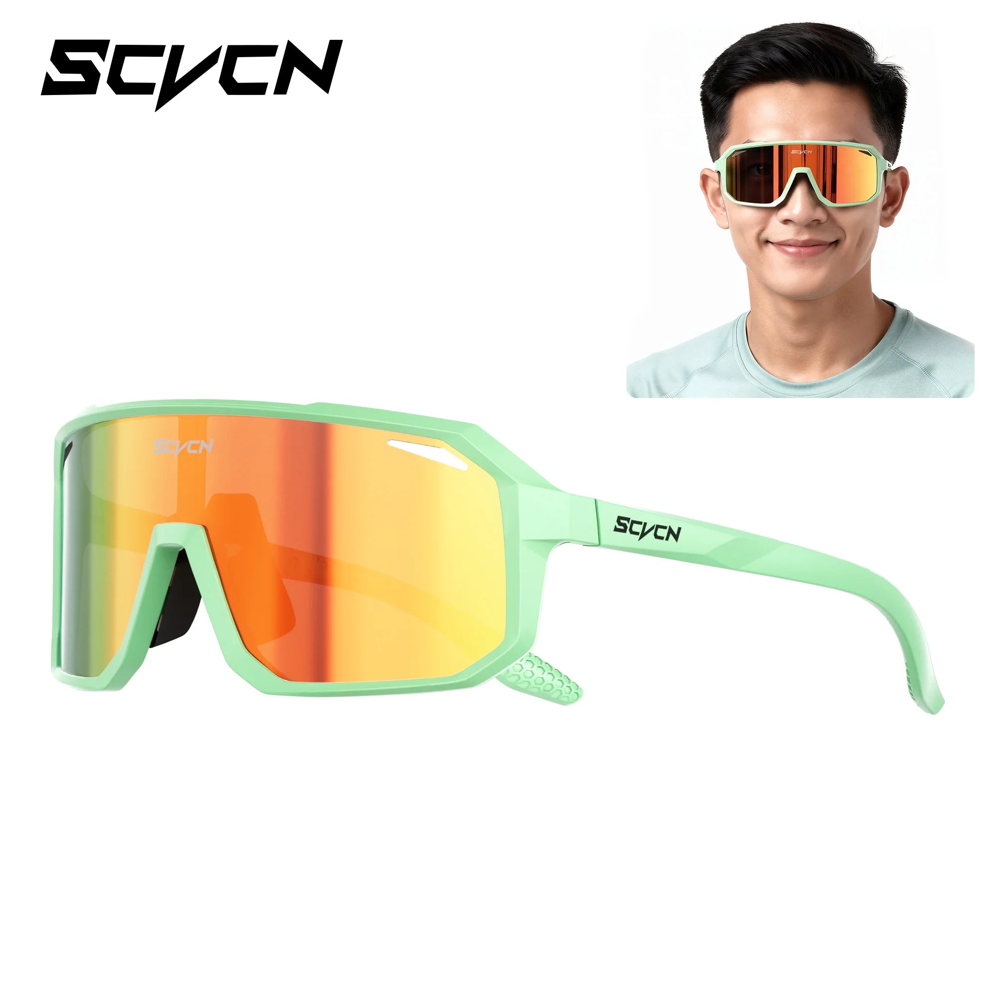 SCVCN New Photochromic Sunglasses Outdoor Bike Cycling Glasses Men Women MTB Road Bicycle Sports Mountaineering UV400 Goggles - Color: Sunset Red-37, Lenses Color: sports glasses