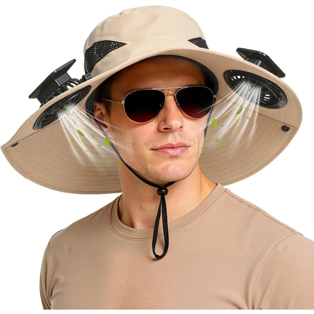 Sport Sunwear Solar Cooling Fan Hat – USB Rechargeable UV Sun Protection for Fishing, Hiking & Outdoor Adventures