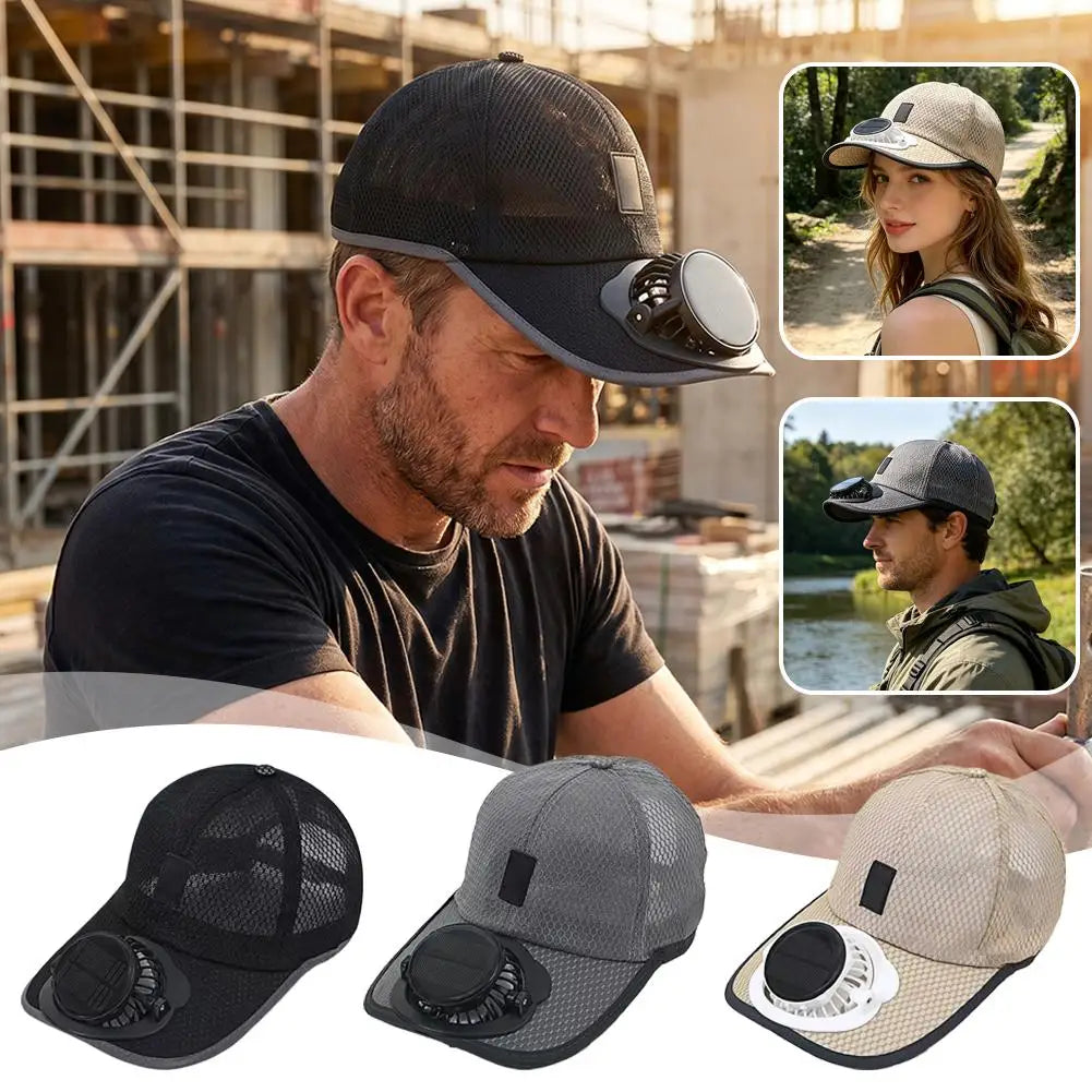 Solar-Powered Cooling Baseball Cap - USB Rechargeable Unisex Sun Protection Hat for Summer Adventures