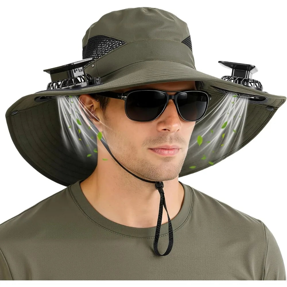 Sport Sunwear Solar Cooling Fan Hat – USB Rechargeable UV Sun Protection for Fishing, Hiking & Outdoor Adventures