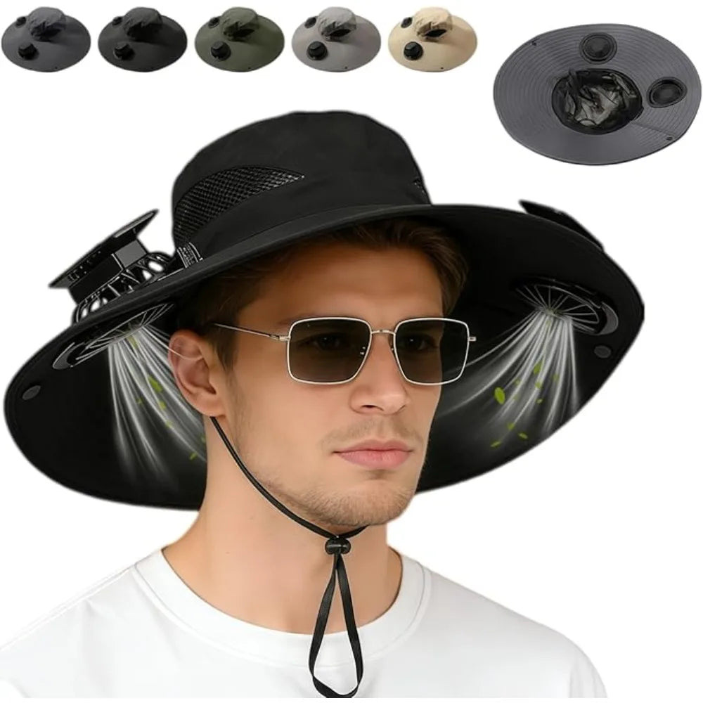 Sport Sunwear Solar Cooling Fan Hat – USB Rechargeable UV Sun Protection for Fishing, Hiking & Outdoor Adventures